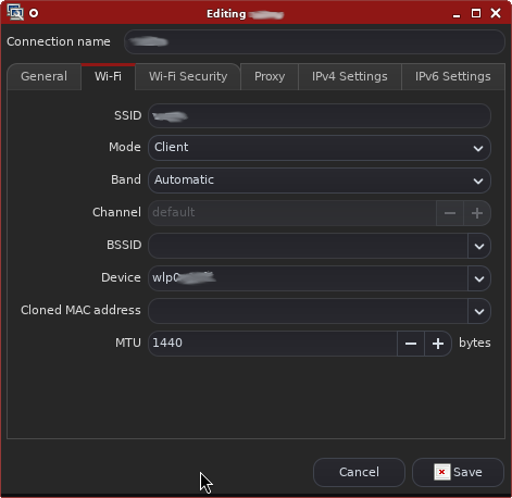 NetworkManager connection edit dialog